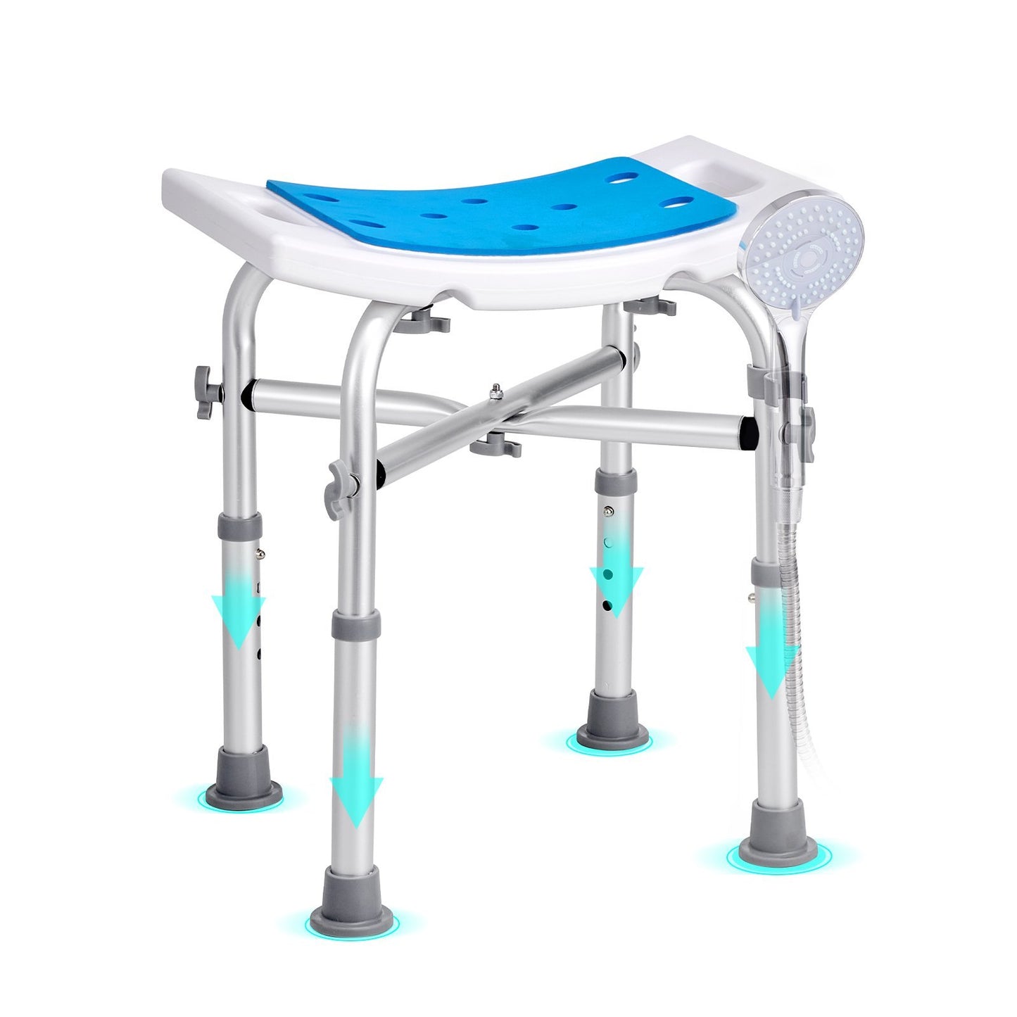 VEVOR Shower Chair For Inside Shower, Adjustable Height Shower Stool With Crossbar Support, Shower Seat For Shower Tub, Non-Slip Bench Bathtub Stool Seat For Elderly Disabled Adults Handicap, 500 Lbs