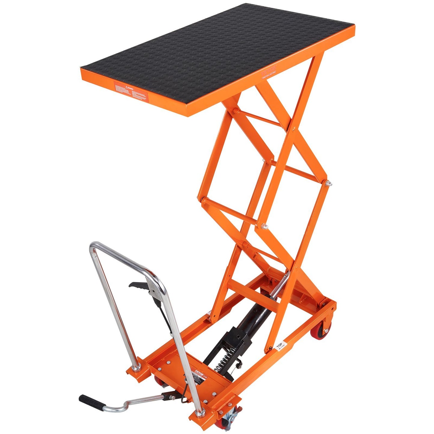 VEVOR Hydraulic Lift Table Cart, 330lbs Capacity Lifting Height, Manual Double Scissor Lift Table With 4 Wheels And Non-slip Pad, Hydraulic Scissor Cart For Material Handling And Transportation