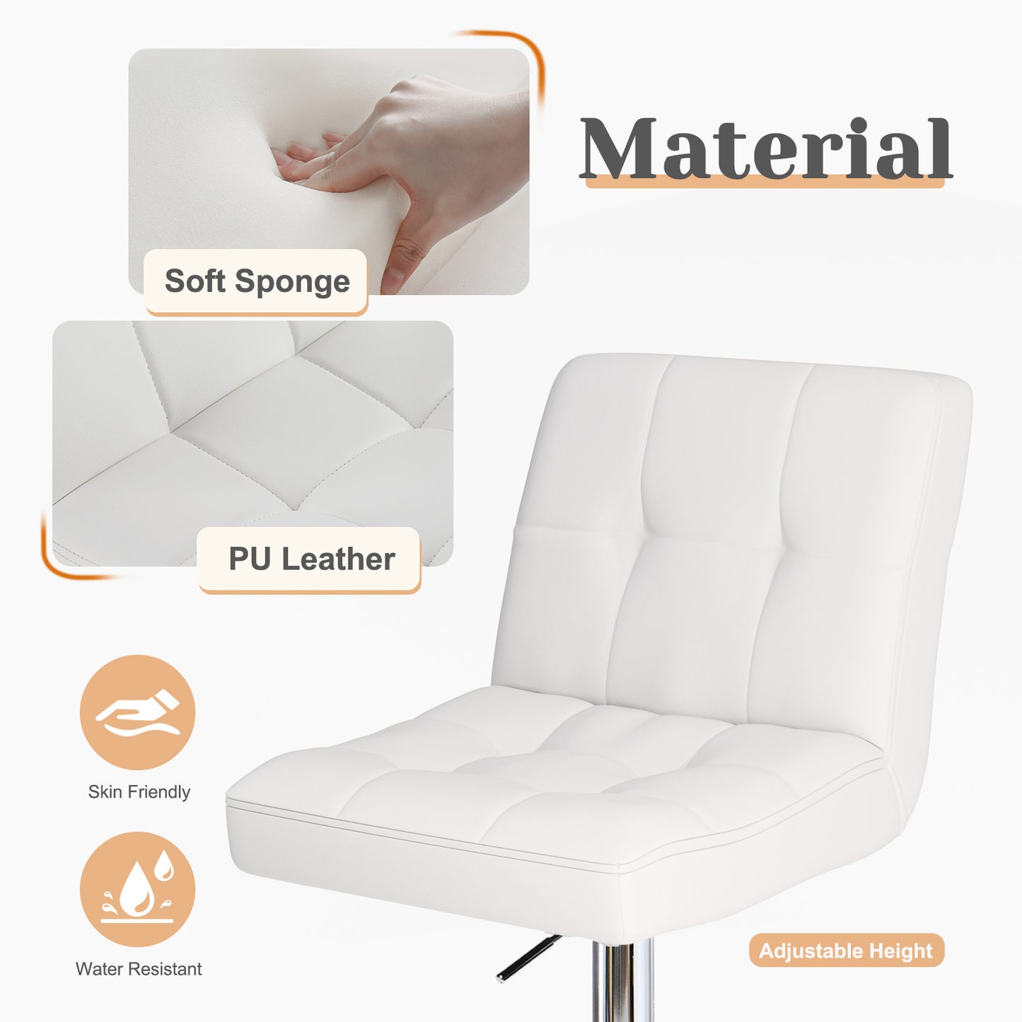 Square Cushion Bar Stool With Backrest