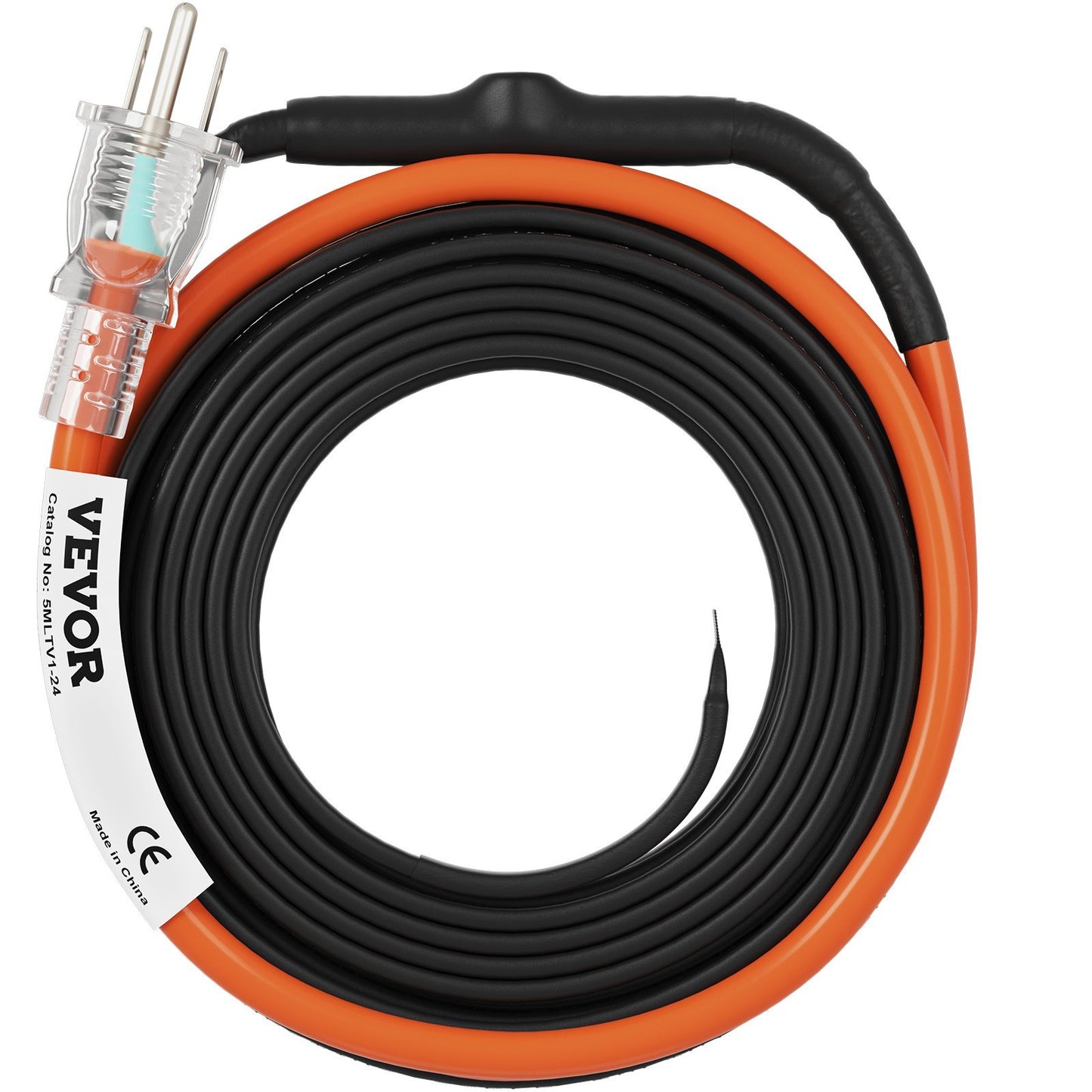 VEVOR Self-Regulating Pipe Heating Cable, 24-feet 5W Ft Heat Tape For Pipes Freeze Protection, Protects PVC Hose, Metal And Plastic Pipe From Freezing, 120V