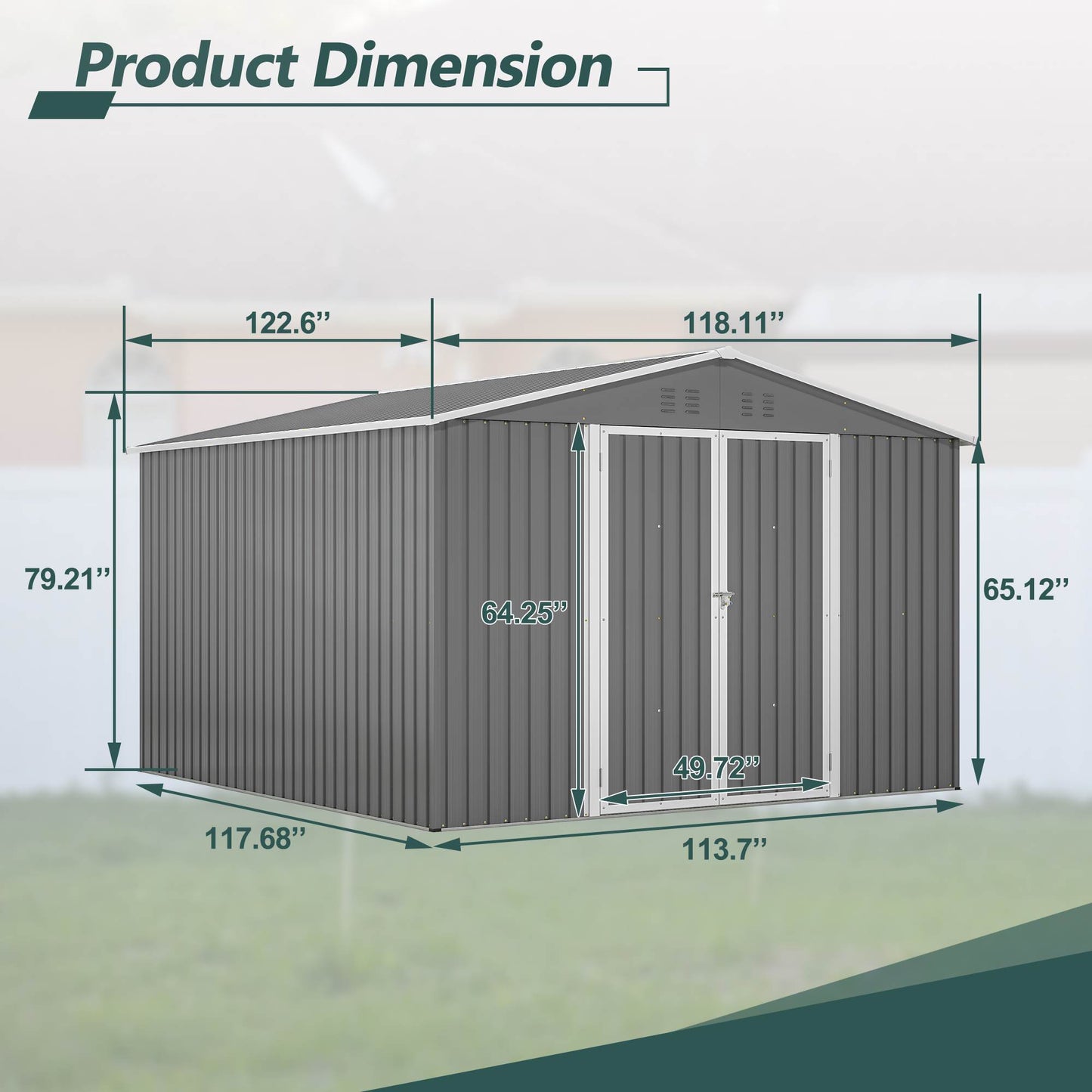 10 X 10 FT Outdoor Storage Shed, Large Metal Tool Sheds With Updated Frame Structure And Lockable Doors, Garden Shed For Backyard Garden Patio Lawn, Grey
