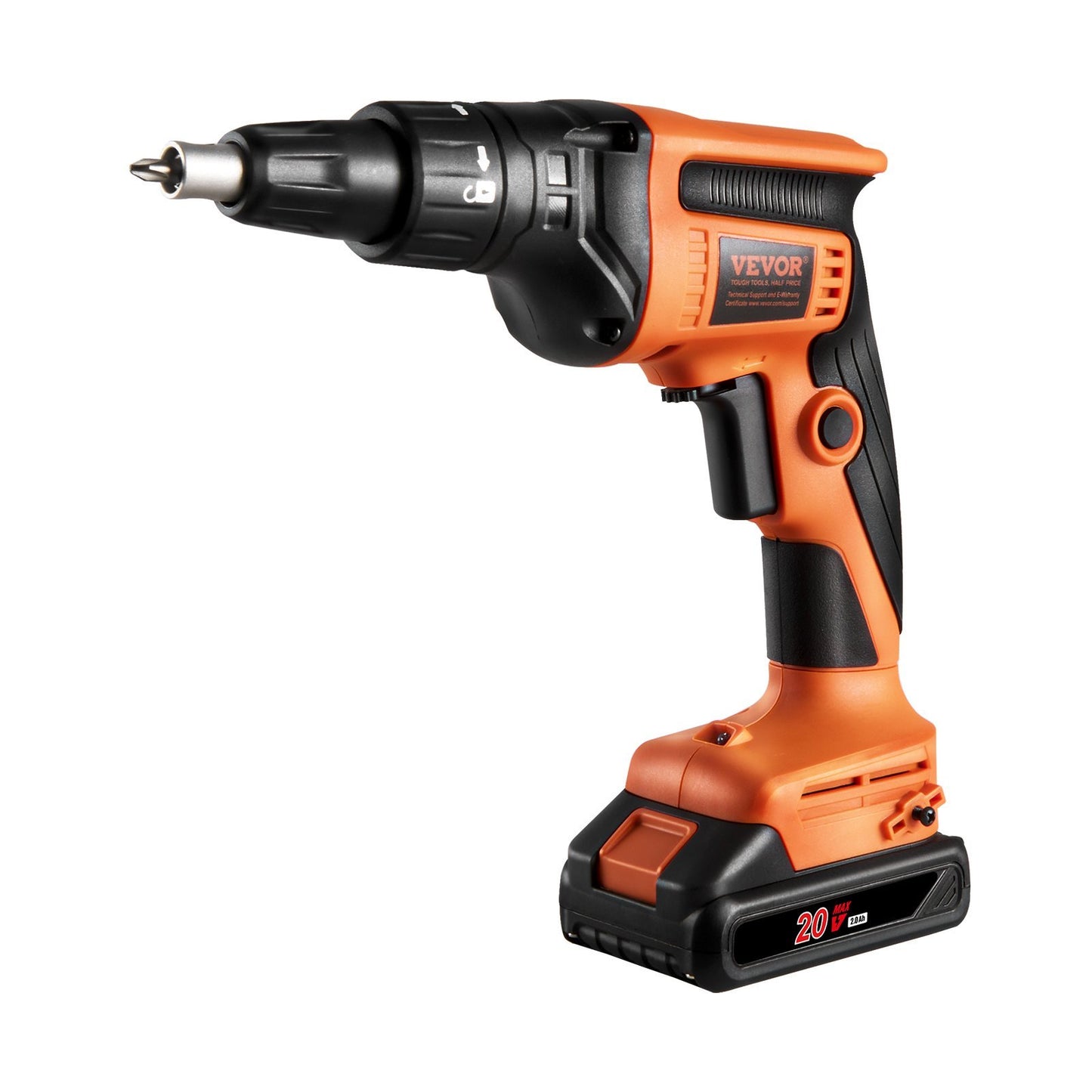 VEVOR Drywall Screw Gun, 20V Max Drywall Screwgun, 4200RPM Brushless Cordless Drywall Gun Kit With 2 Battery Packs, Charger, Belt Clip, And Tool Bag, Forward And Reverse Adjustable, Built-in LED Light