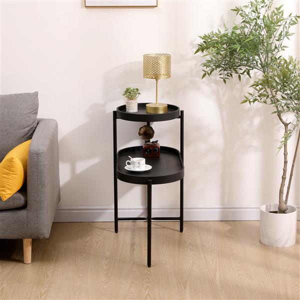 2 Tier Black Edge Table