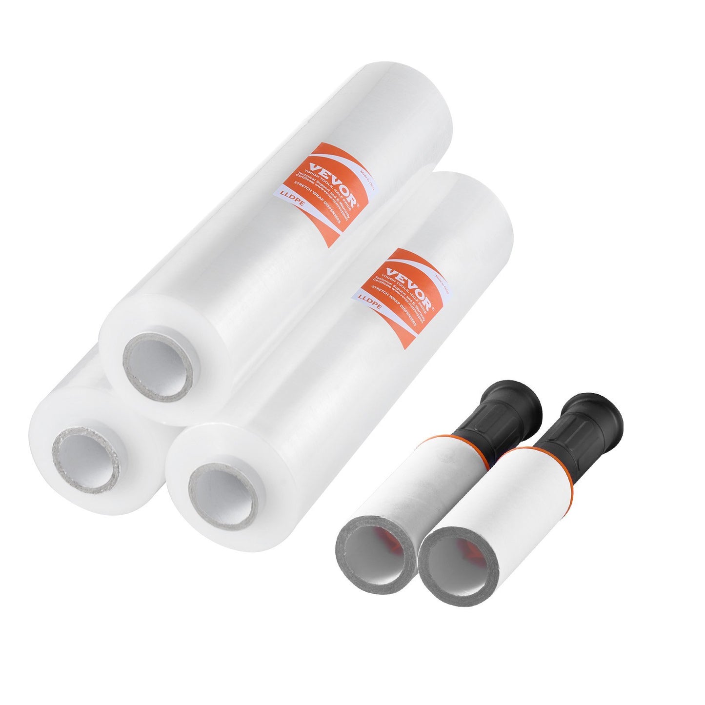 VEVOR Stretch Film, 15 InchesX1000 Feet, 3 Pack, 60 Gauge Industrial Strength Clear Durable Stretch Wrap Roll, Heavy Duty Shrink Film Stretch Wrap With Handles For Pallet Wrapping Shipping Moving