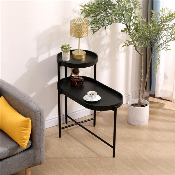 2 Tier Black Edge Table
