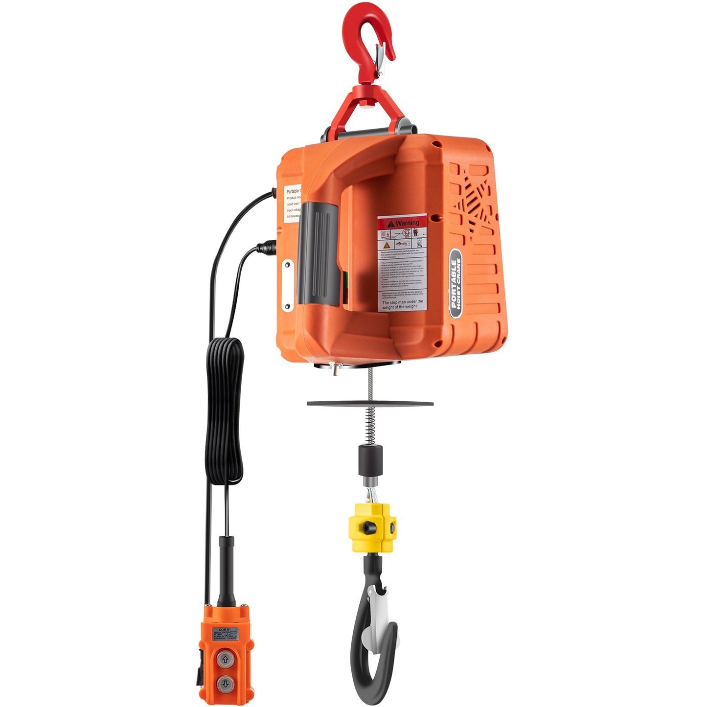VEVOR 3-in-1 Electric Hoist Winch, 1100lbs Portable Electric Winch, 1500W 110V Power Winch Crane, 25ft Lifting Height,Wire And Wireless Remote Control, Overload Protection For Lifting Towing