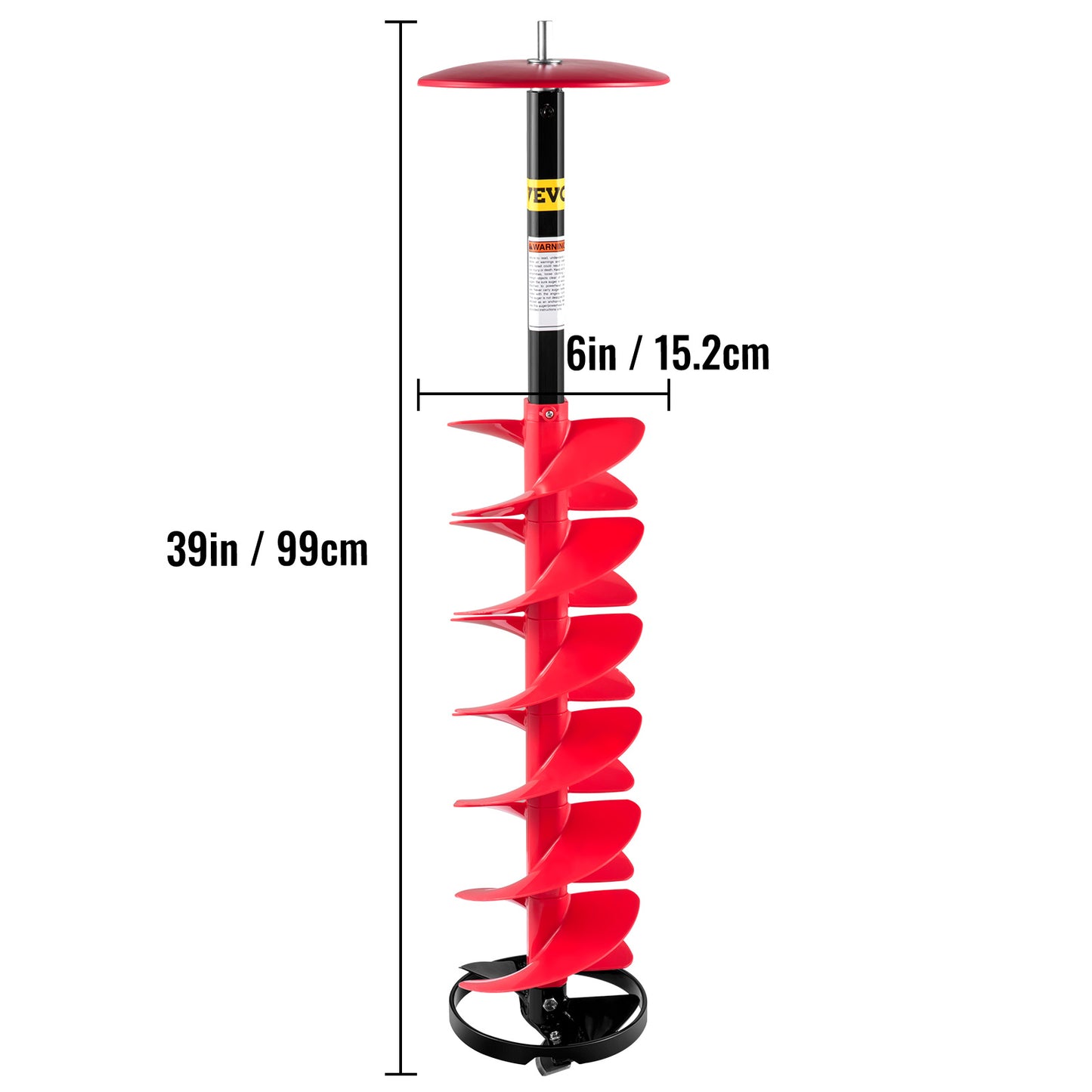 VEVOR Ice Drill Auger,Diameter Nylon Ice Auger, Length Ice Auger Bit,Auger Drill With Extension Rod,Auger Bit Adapter,Top Plate & Blade Guard For Ice Fishing Ice Burrowing Red