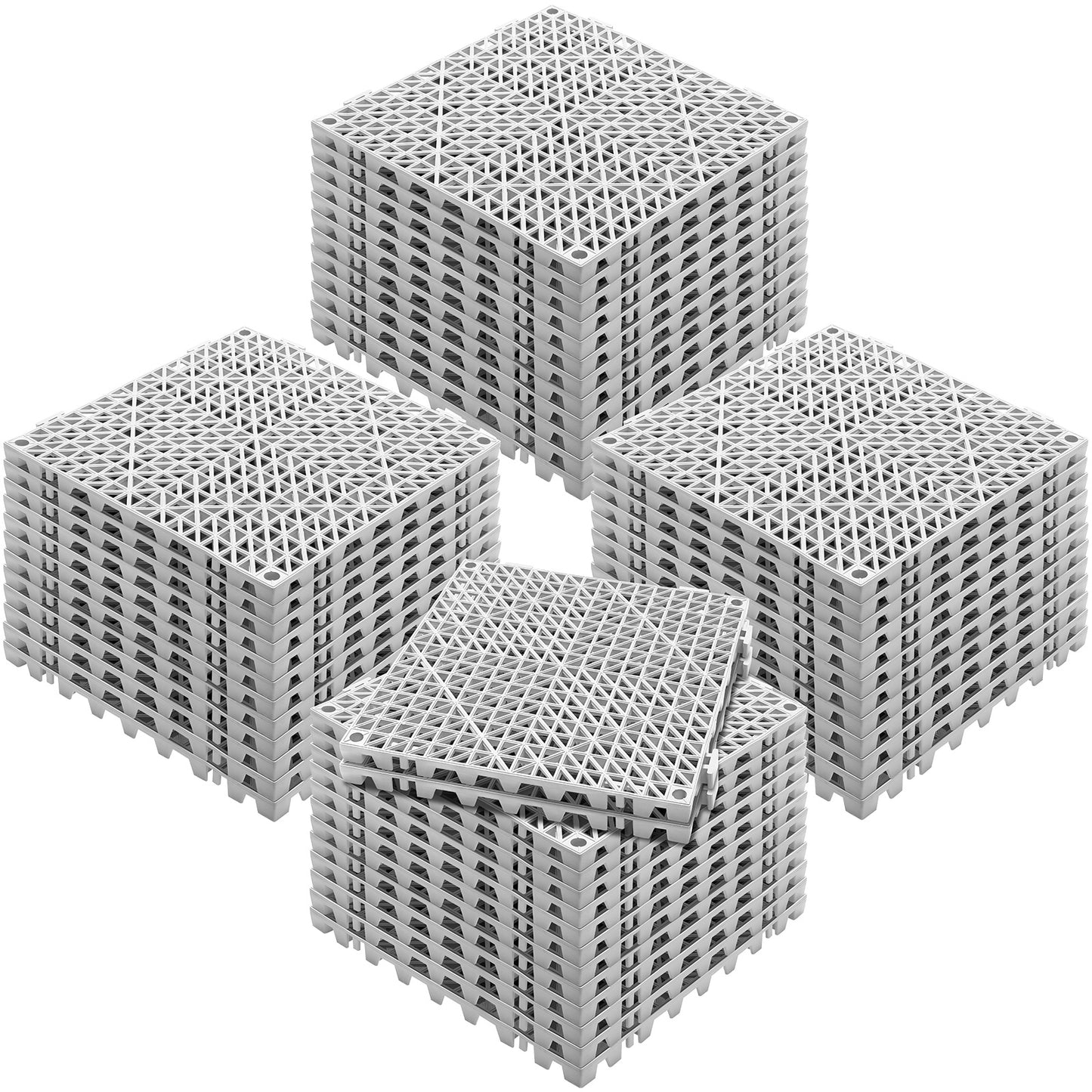 VEVOR Interlocking Tile 50PCS Gray, Drainage Tiles Splicing, Soft PVC Interlocking Drainage Floor Tiles, Non-Slip Drainage Holes For Restroom, Bathroom, Kitchen, Pool, Wet Areas