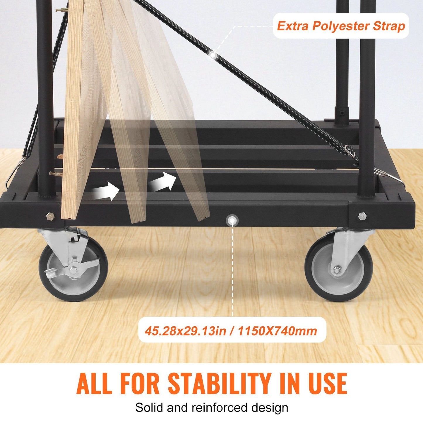 VEVOR Drywall Cart, 1800 LBS Panel Dolly Cart With Deck And Swivel Wheels, Heavy-Duty Drywall Sheet Cart, Handling Wall Panel, Sheetrock, Lumber, For Garage, Home, Warehouse