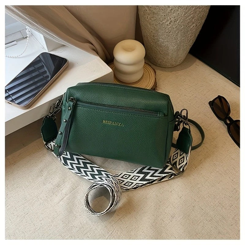 Women's Adjustable Crossbody Bag, Minimalist Design Shoulder Bag With Zipper Closure