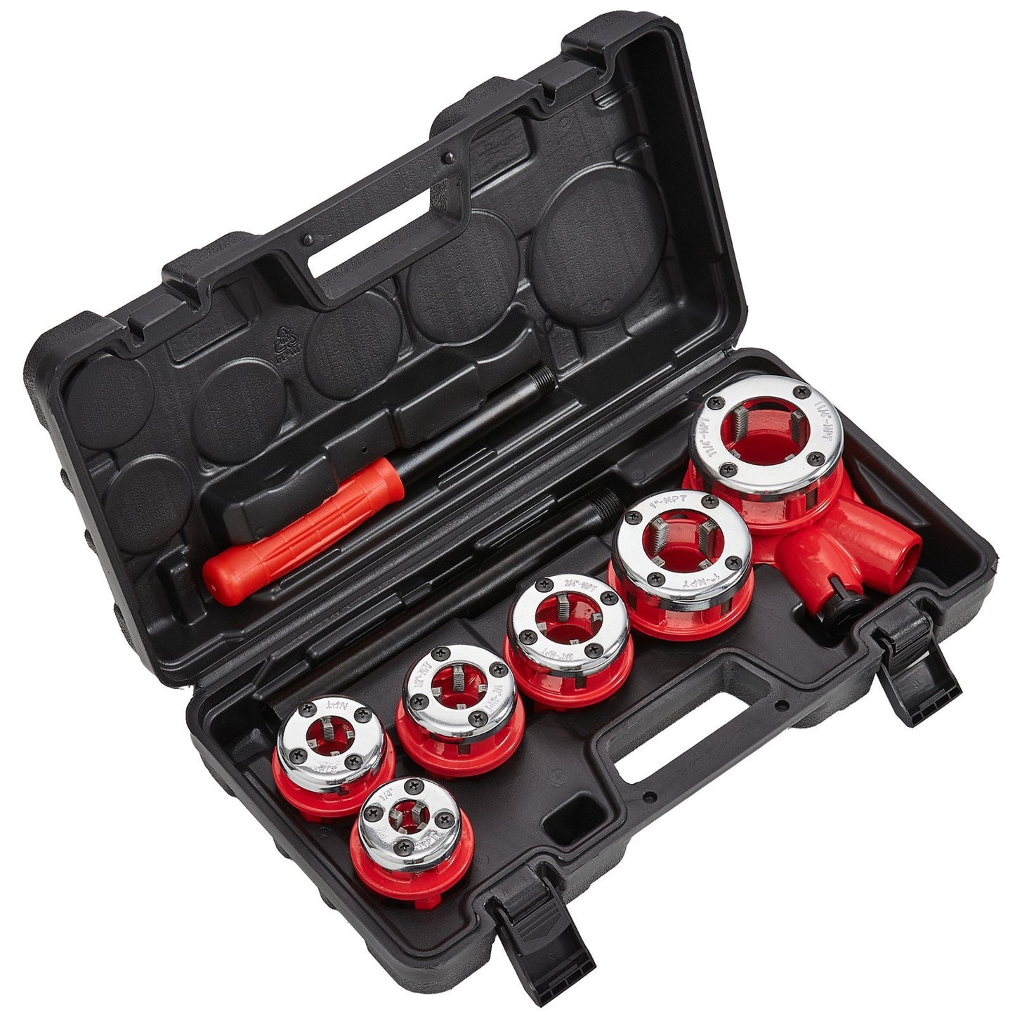 VEVOR Ratchet Pipe Threader Kit, Manual Ratcheting Pipe Threader, Portable Pipe Threading Tool Set With 6PCS NPT Dies, Storage Case For Galvanized Aluminum Iron Copper Pipes