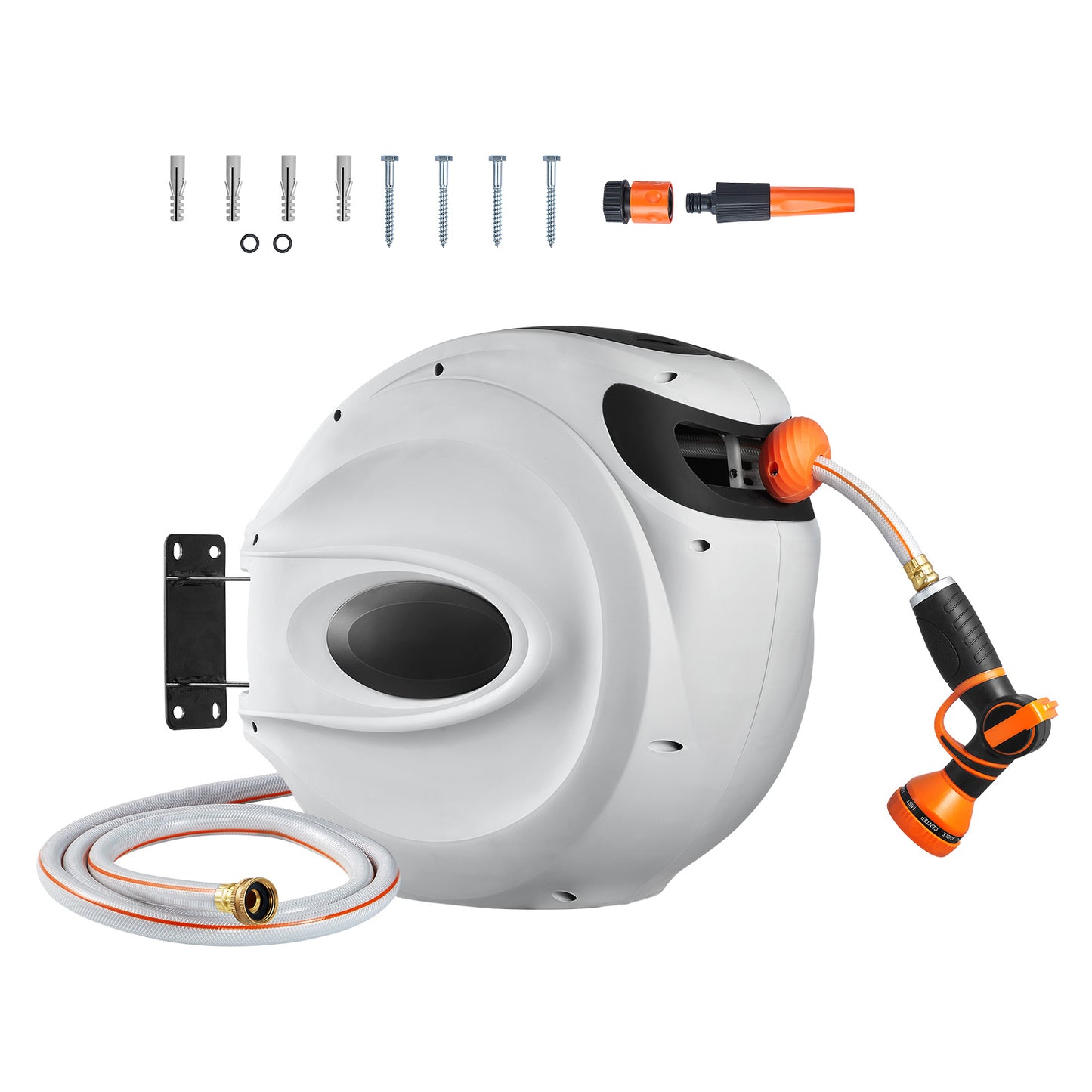 VEVOR Retractable Hose Reel Water Hose Reel Swivel Wall-Mounted