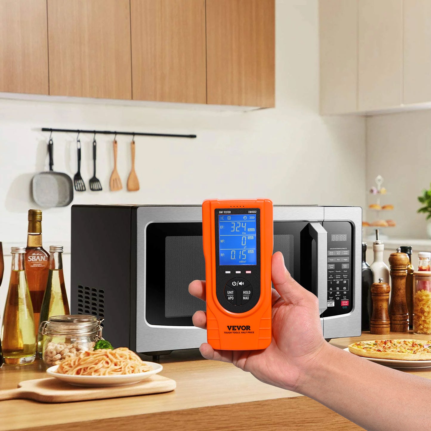 VEVOR EMF Meter, 5Hz 3.5GHz, Handheld Rechargeable Electromagnetic Field Radiation Detector, Digital LCD EMF Tester For EF MF RF Home Inspections Outdoor Ghost Hunting Paranormal Equipment