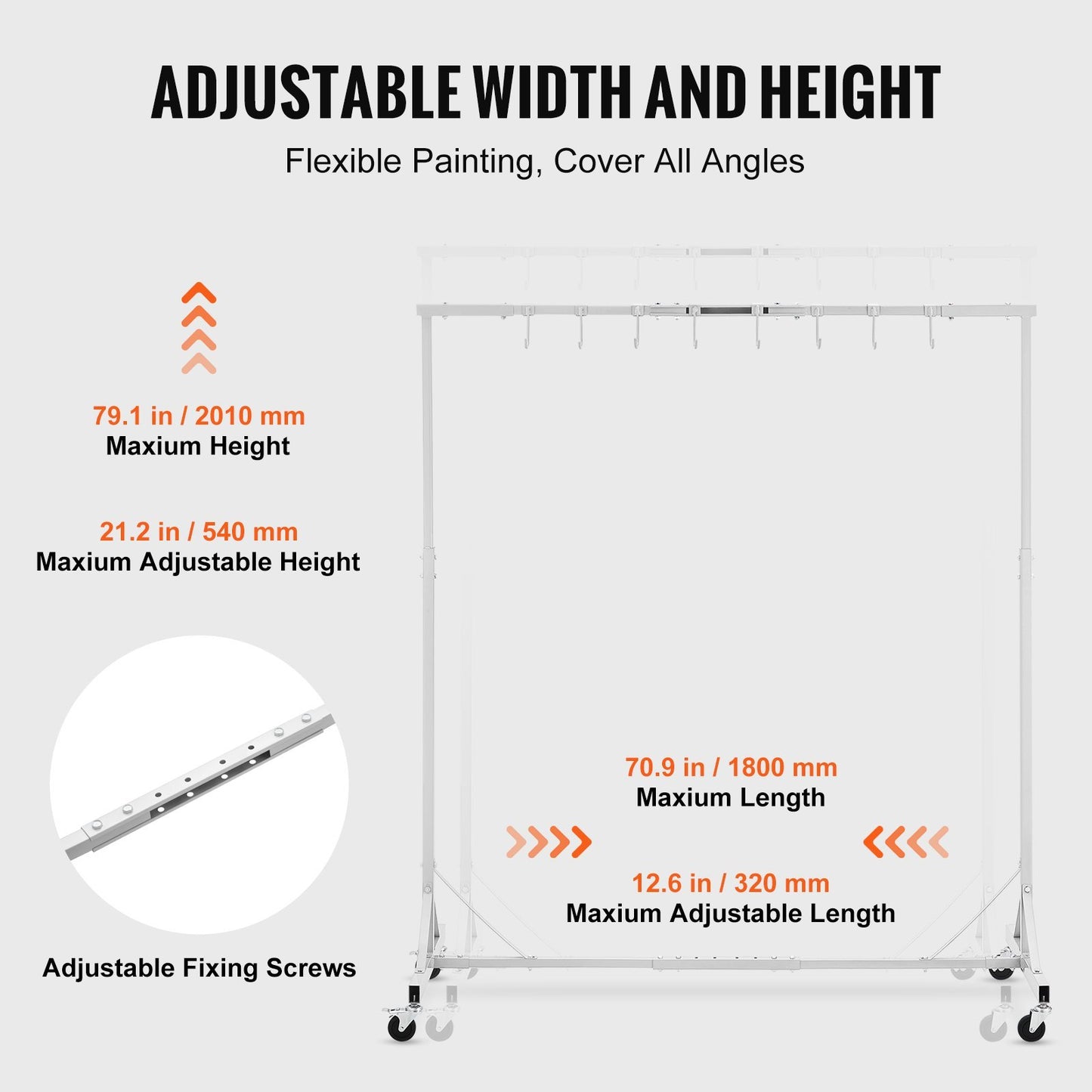 Newly Upgraded VEVOR Painting Rack Adjustable Paint Hanger 8 Hooks Auto Body Painting Stand