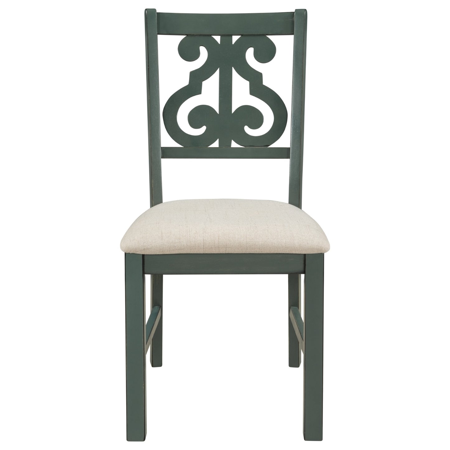 TREXM 5-Piece Round Dining Set With Fabric Chairs & Special-shaped Legs