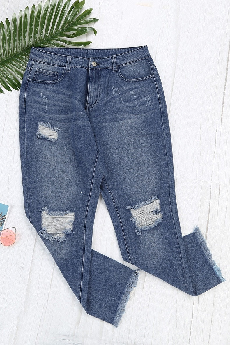 Stretchy Boyfriend Jeans For Women - Ripped, Distressed, Comfortable Denim