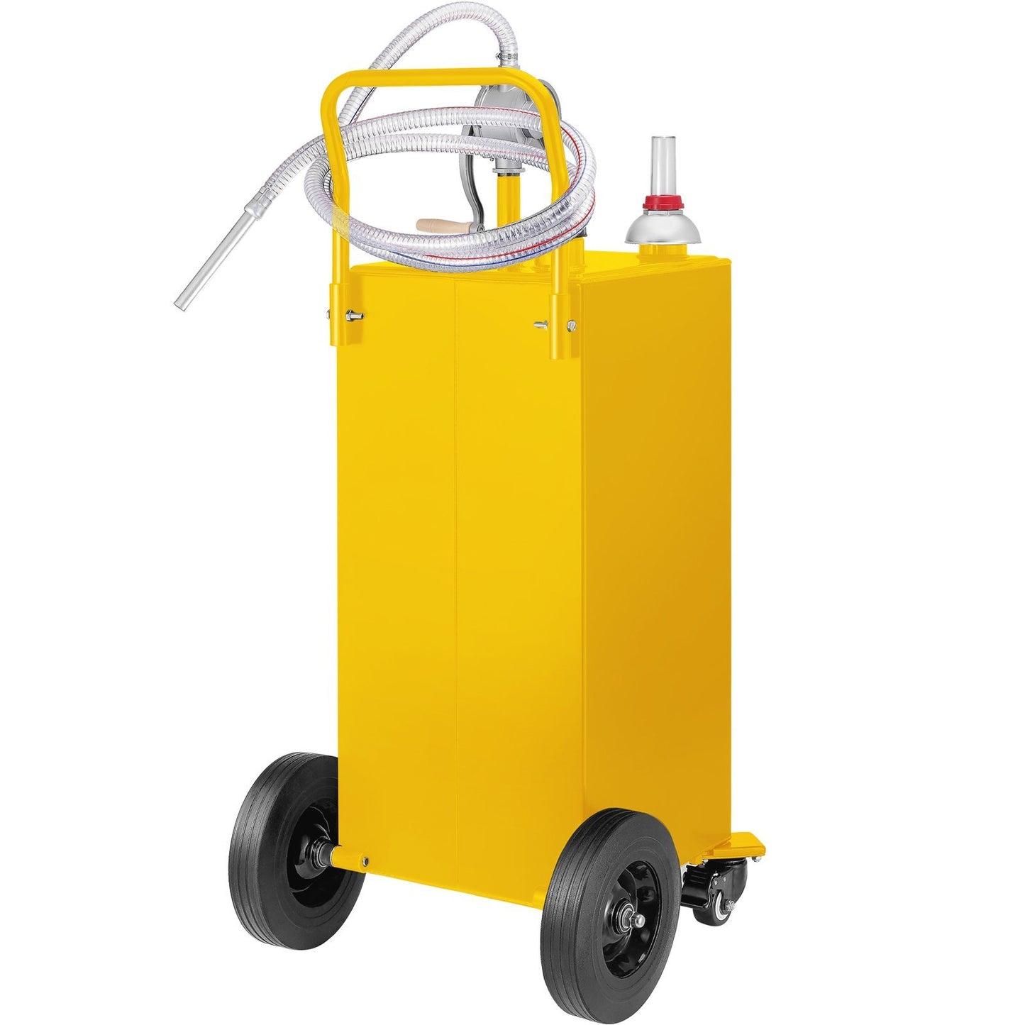 VEVOR 30 Gallon Fuel Caddy, Gas Storage Tank 4 Wheels, With Manual Transfer Pump, Gasoline Diesel Fuel Container For Cars, Lawn Mowers, ATVs, Boats, More, Yellow