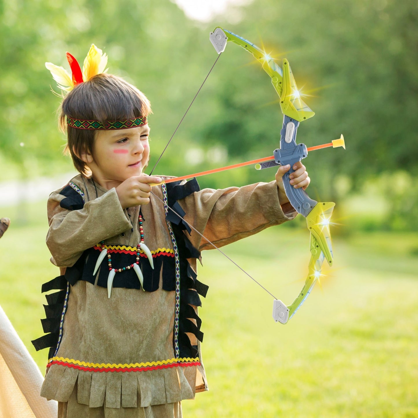 VEVOR Bow And Arrow Set For Kids, 2 Pack LED Light Up Archery Set With 20 Suction Cup Arrows, Standing Target, 2 Quivers, 3 Target Cans, Outdoor Toy Birthday Gift For Boys & Girls 6 7 8 9 10 Year Old