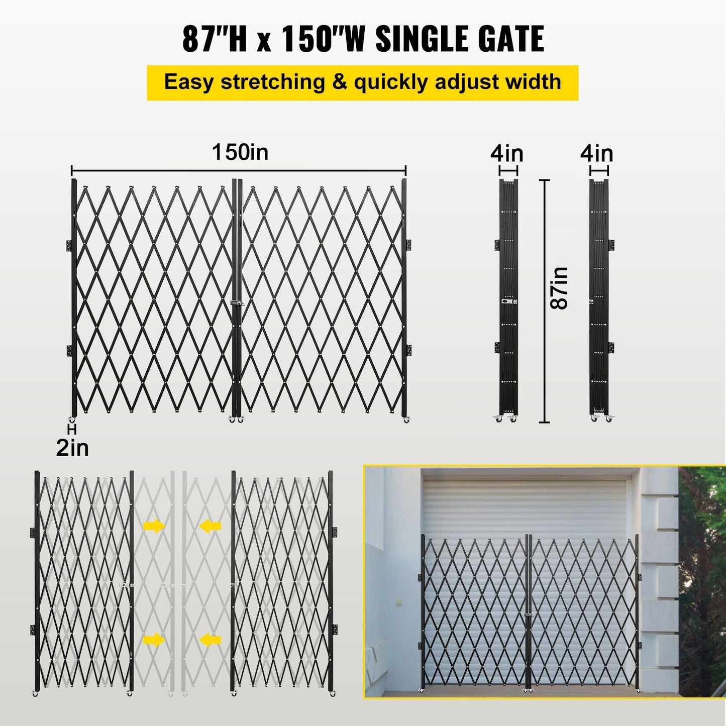 VEVOR Double Folding Security Gate, Folding Door Gate, Steel Accordion Security Gate, Flexible Expanding Security Gate, 360Rolling Barricade Gate, Scissor Gate Or Door With Keys