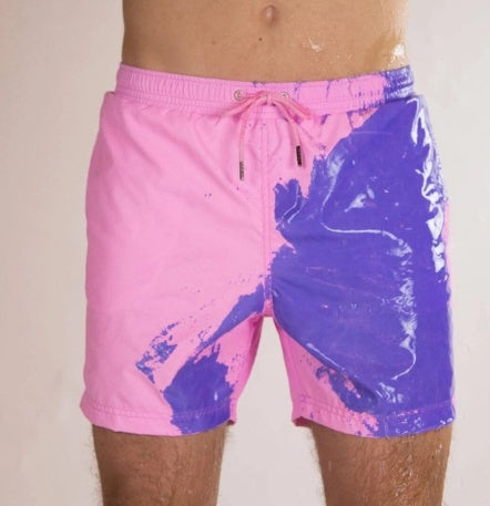 Magical Change Color Beach Shorts Summer Male Swimming Trunk Swimsuit Quick Dry
