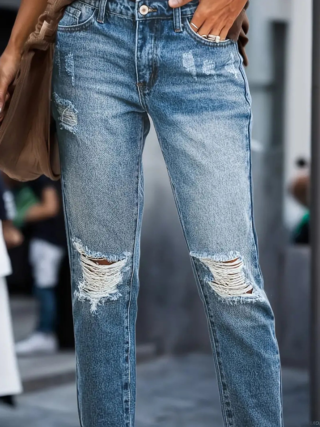 Stretchy Boyfriend Jeans For Women - Ripped, Distressed, Comfortable Denim