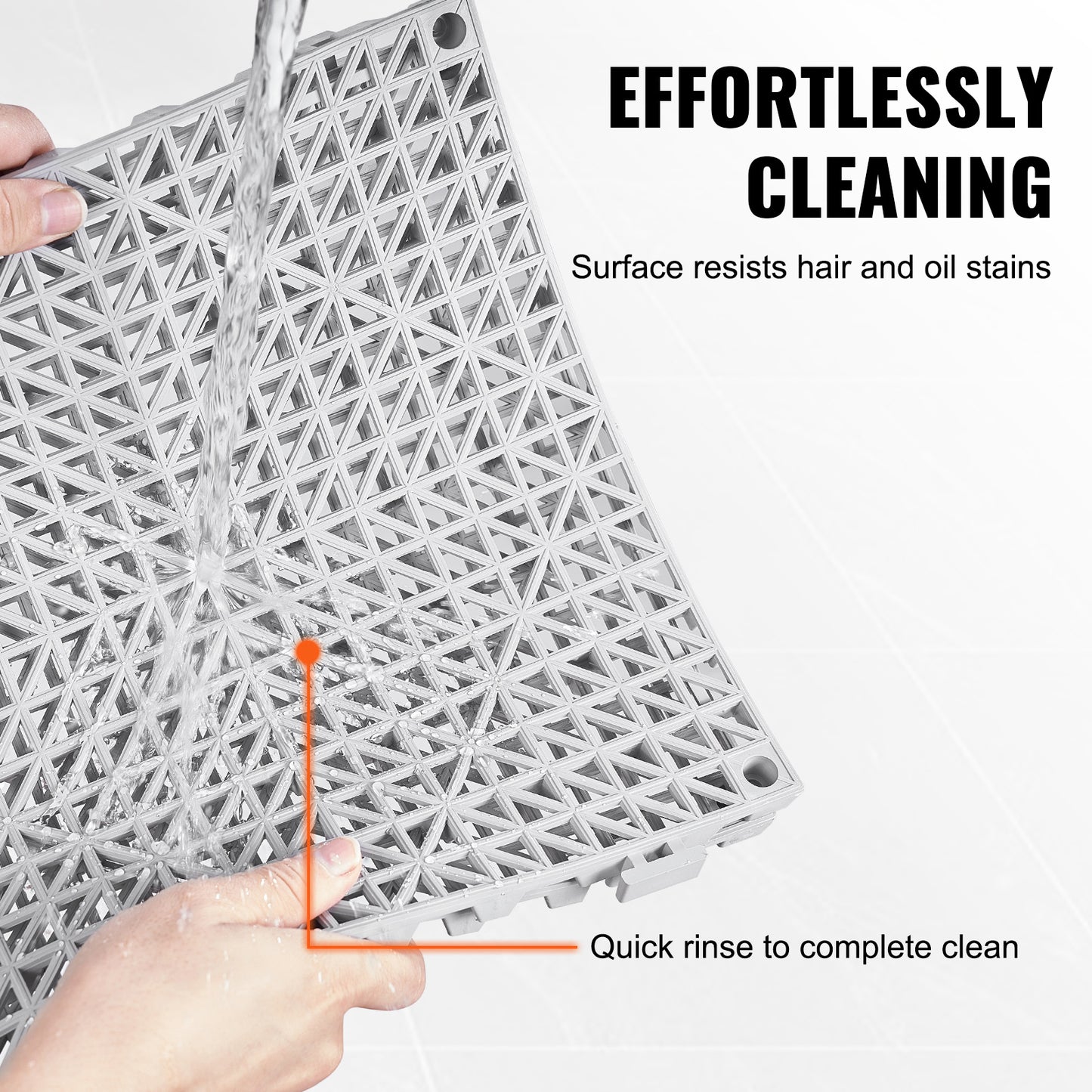 VEVOR Interlocking Tile 50PCS Gray, Drainage Tiles Splicing, Soft PVC Interlocking Drainage Floor Tiles, Non-Slip Drainage Holes For Restroom, Bathroom, Kitchen, Pool, Wet Areas