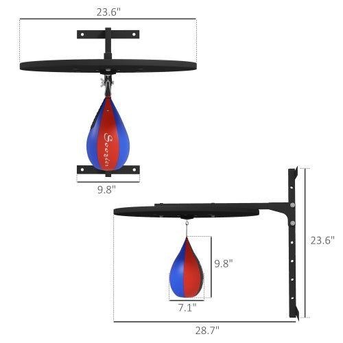 Soozier Adjustable Speed Bag Platform, Wall Mounted Punching Bag With 360-Degree Swivel