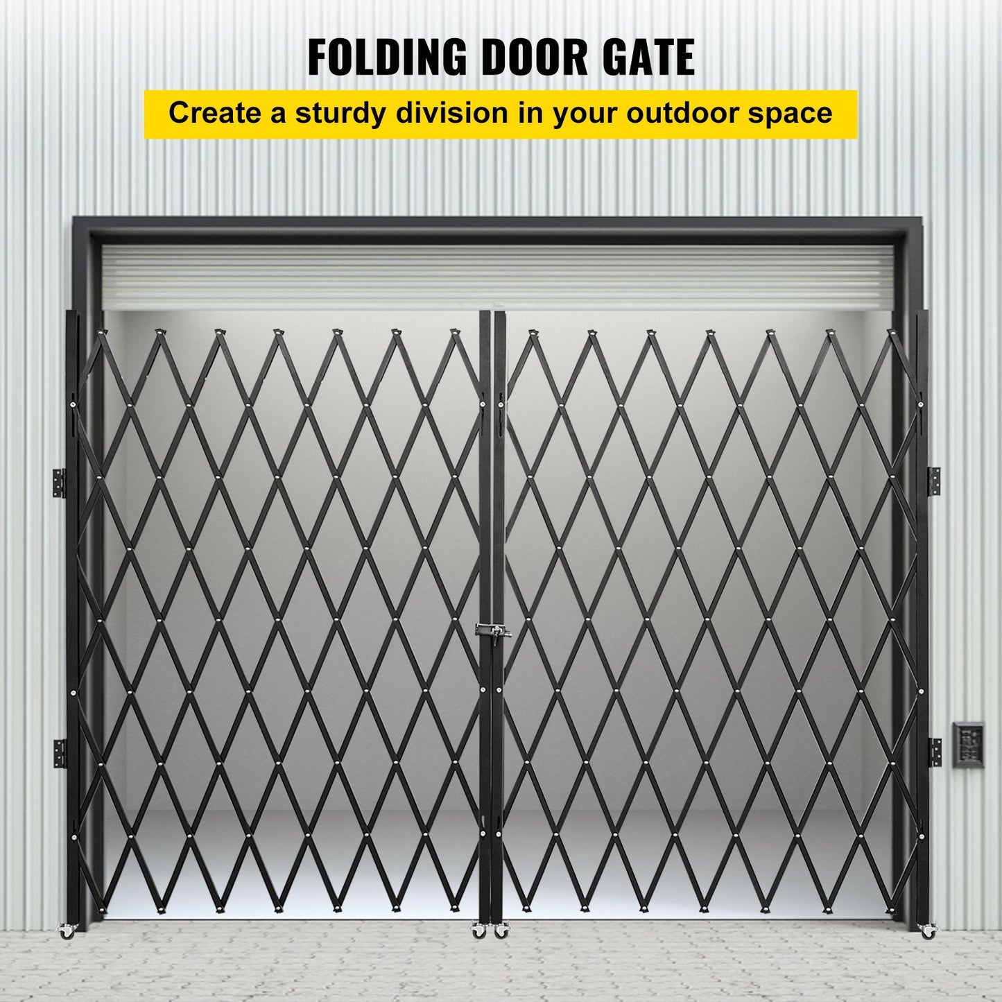 VEVOR Double Folding Security Gate, Folding Door Gate, Steel Accordion Security Gate, Flexible Expanding Security Gate, 360Rolling Barricade Gate, Scissor Gate Or Door With Keys