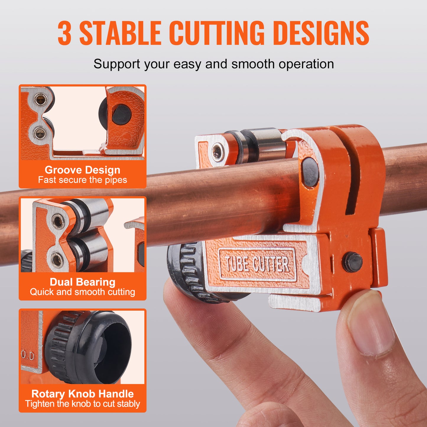 VEVOR Mini Tubing Cutter, Mini Copper Pipe Cutter, Heavy Duty Compact Tube Cutter Tool With High-Speed SKD Blade For Copper, Aluminum, Galvanized, Plastic Pipes