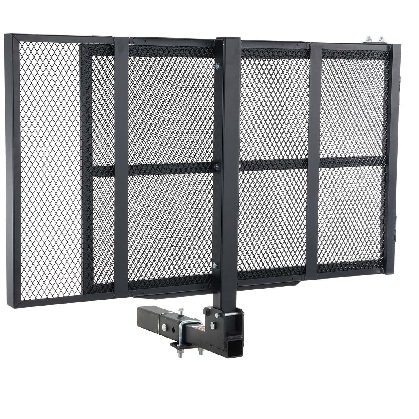 VEVOR Hitch Mount Cargo Carrier, Iron Hitch Cargo Rack With Folding Ramp, Hitch Rack Basket With Stabilizer And Straps, 500LBS Mobility Scooter Carrier Fit Hitch Receiver