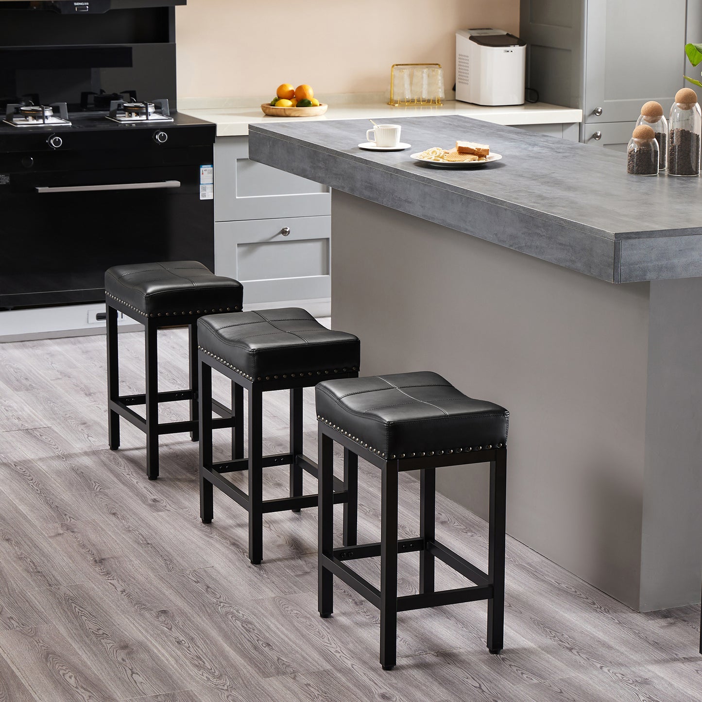 Saddle Bar Stool Kitchen Stools, Sturdy Steel Frame
