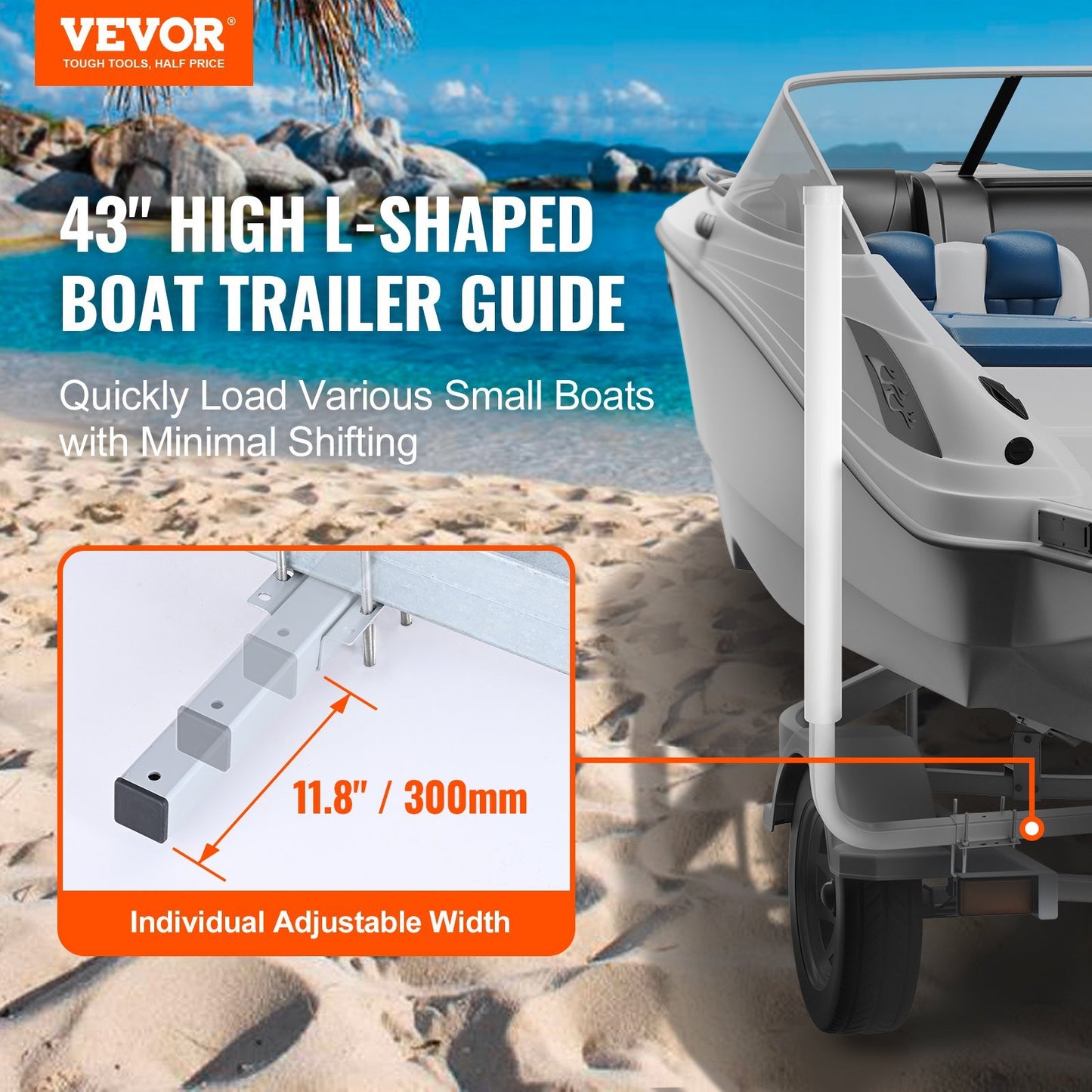 VEVOR Boat Trailer Guide, Adjustable Design Trailer Guide Poles, 2PCS Rustproof Galvanized Steel Trailer Guide, Trailer Guides With PVC Pipes, For Ski Boat, Fishing Boat Or Sailboat Trailer 2024