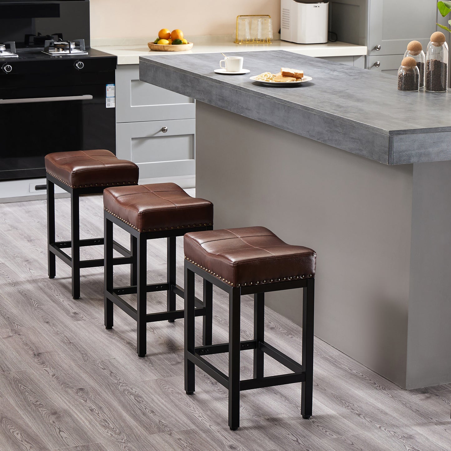Saddle Bar Stool Kitchen Stools, Sturdy Steel Frame