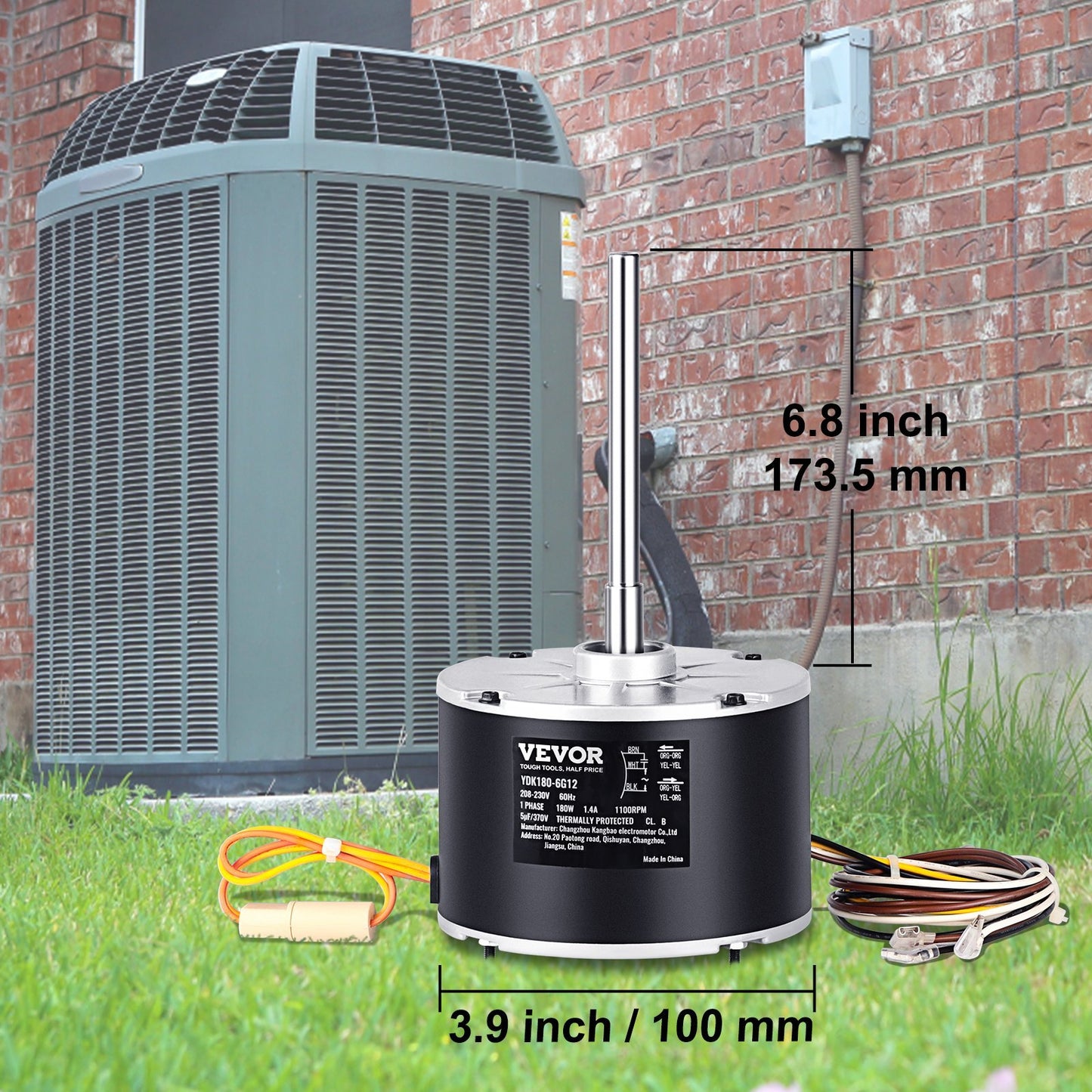 VEVOR Condenser Fan Motor 5KCP39EGS070S, 5KCP39EGY823S, 1100RPM, OEM Standard Upgraded Replacement Condenser Motor Reversible Rotating,