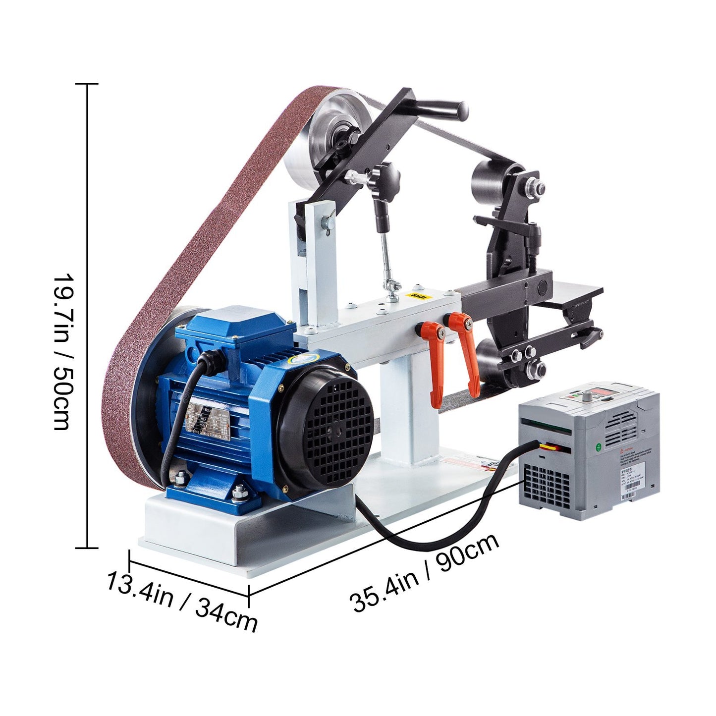 VEVOR 1500W 2HP Belt Sander Grinder, Variable Speed Belt Grinder For Metalworking, 3 In 1 Belt Sander Polisher With 3 Grinding Moulds & Flat Platen Tool Rest For Knife Making