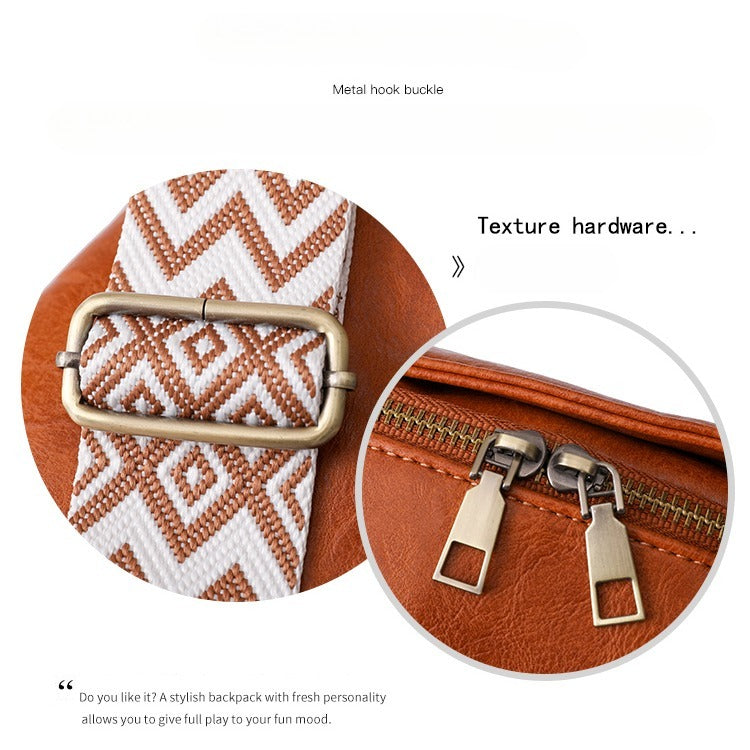 Women Chest Bag Sling Bag, Guitar Strap Small Crossbody PU Leather
