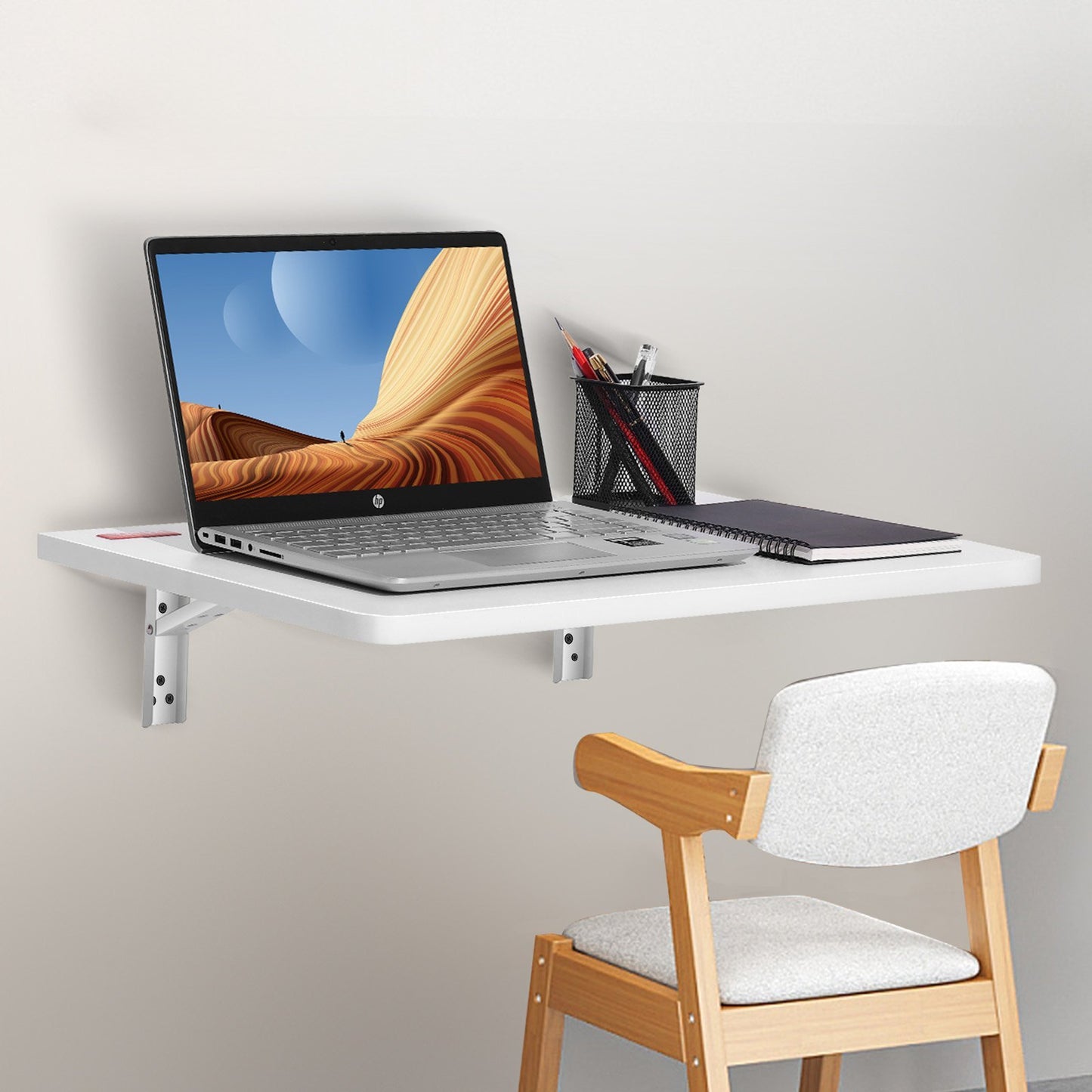 VEVOR Wall Mounted Folding Table, Wall Mount Drop Leaf Tables, Wooden Floating Desk For Dining, Laundry Room, Office, Fold Down Desk With Carbon Steel Bracket