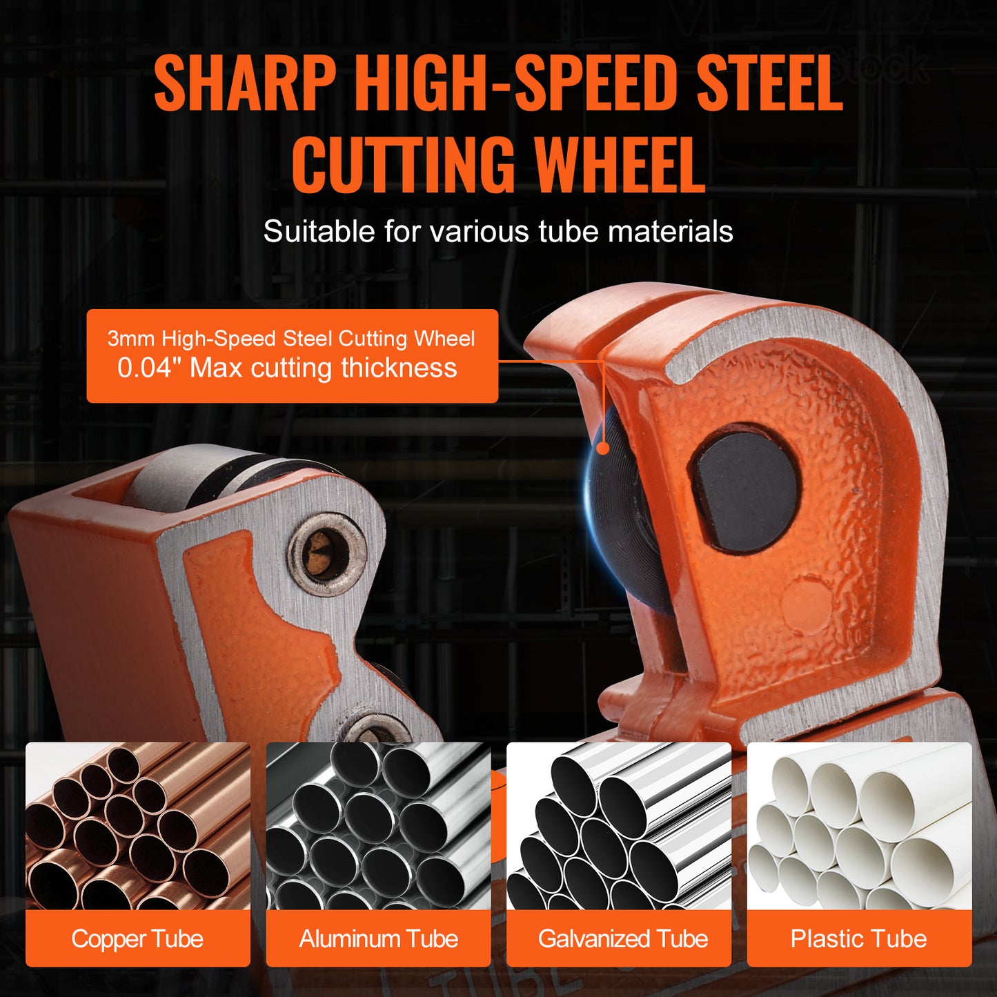 VEVOR Mini Tubing Cutter, Mini Copper Pipe Cutter, Heavy Duty Compact Tube Cutter Tool With High-Speed SKD Blade For Copper, Aluminum, Galvanized, Plastic Pipes
