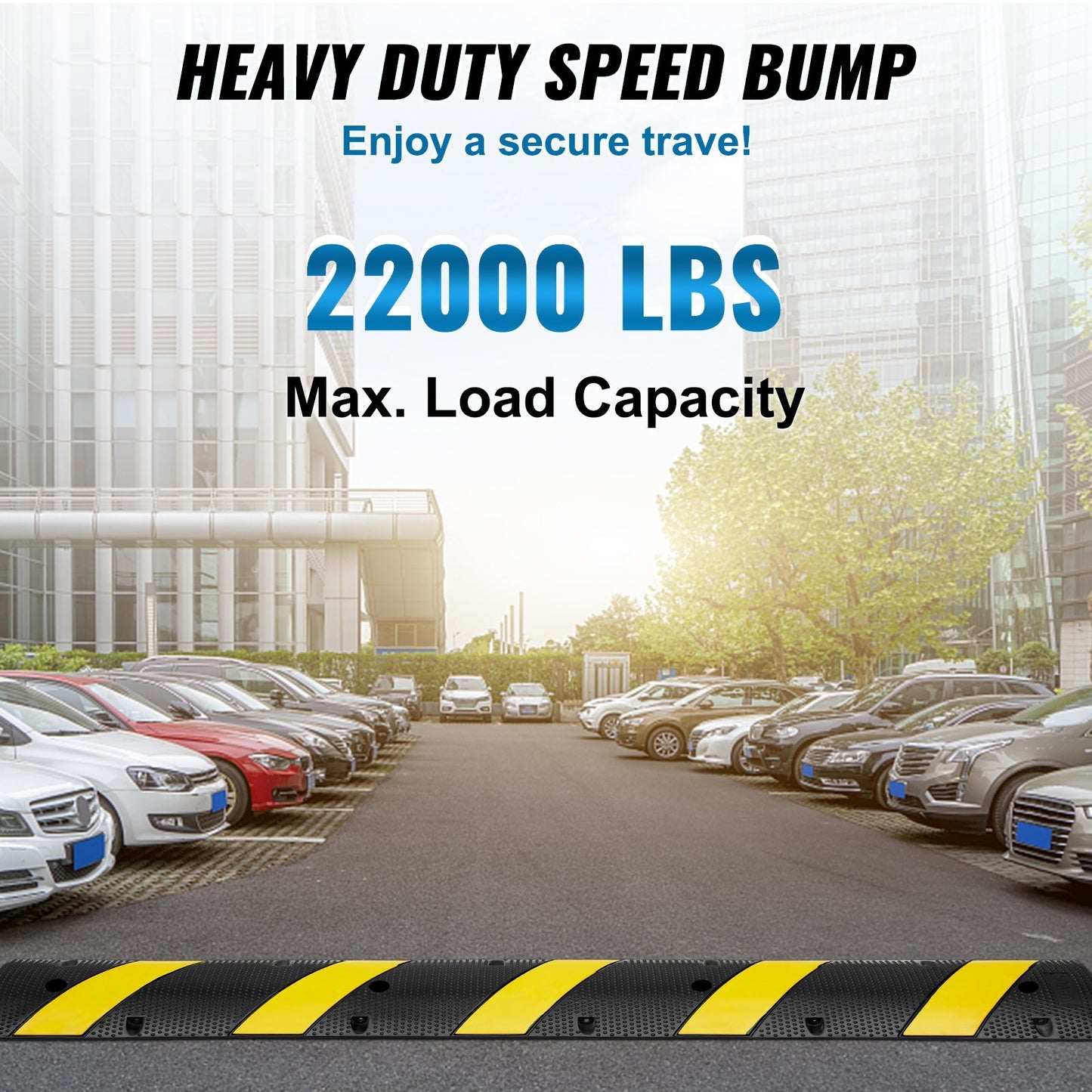 VEVOR 72'' Rubber Speed Bump 2 Channel 22000 Lbs Load Heavy Duty Speed Hump