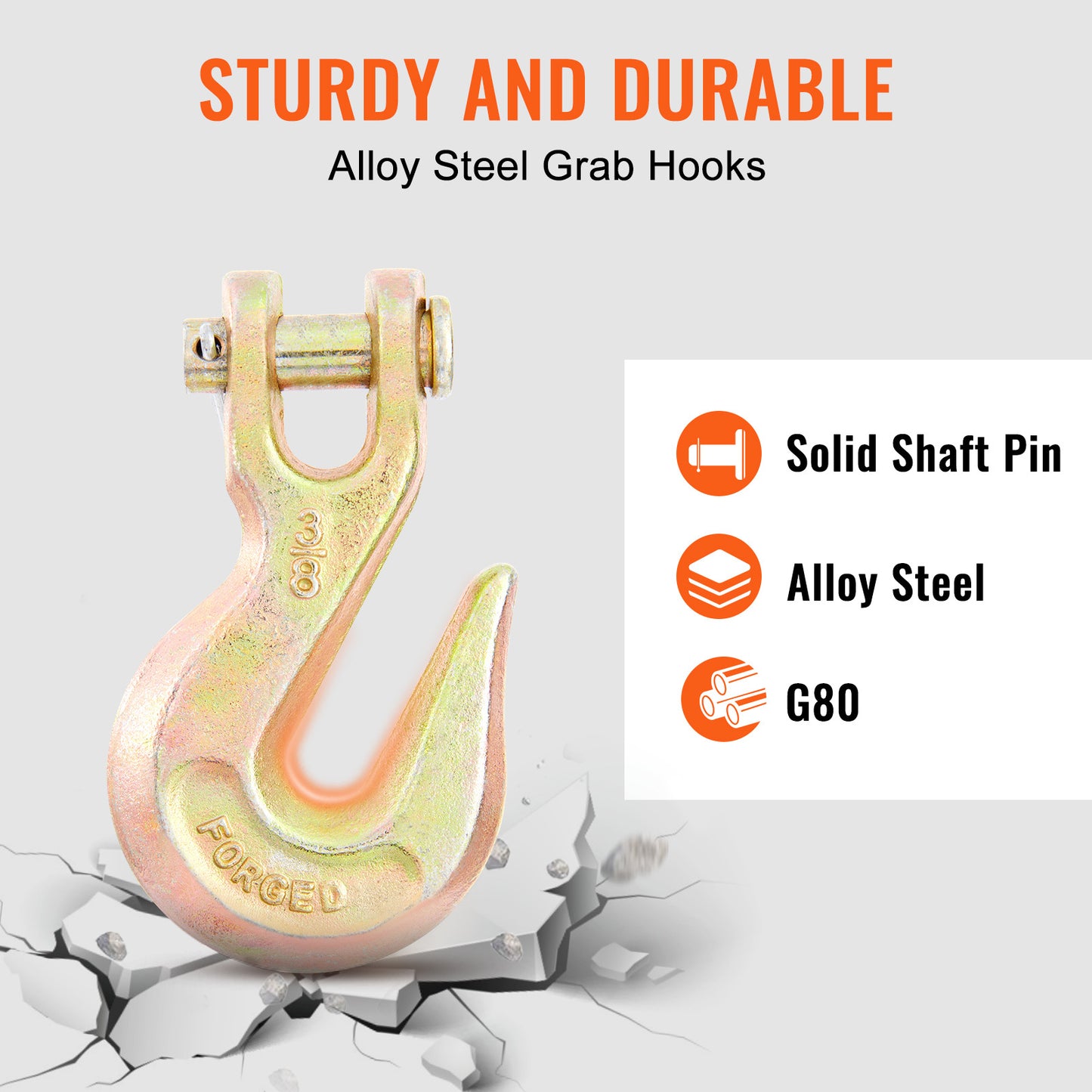 VEVOR Transport Binder Chain, 7100lbs Working Load Limit,G80 Tow Chain Tie Down With Grab Hooks, DOT Certified, Galvanized Coating Manganese Steel For Dock Factory Construction Site, 2 Pack