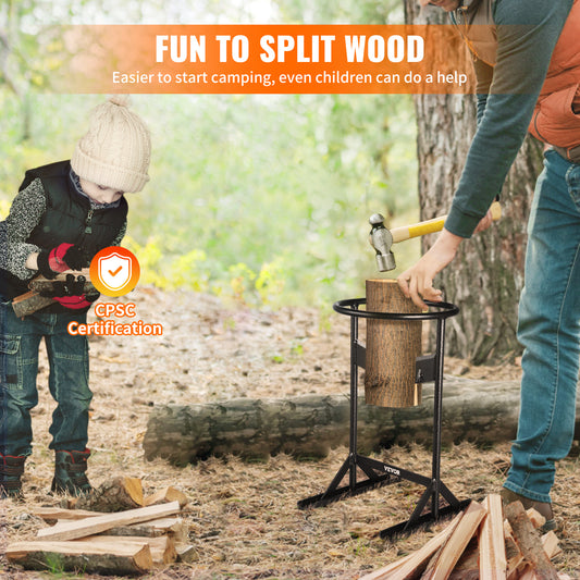 VEVOR Firewood Kindling Splitter,  Wood Splitter, Unique V-Shaped Finger-Safety Blade, Manual Log Splitter For Wood Splitting, Heavy Duty Strong Steel Structure & Stability, Log Splitter