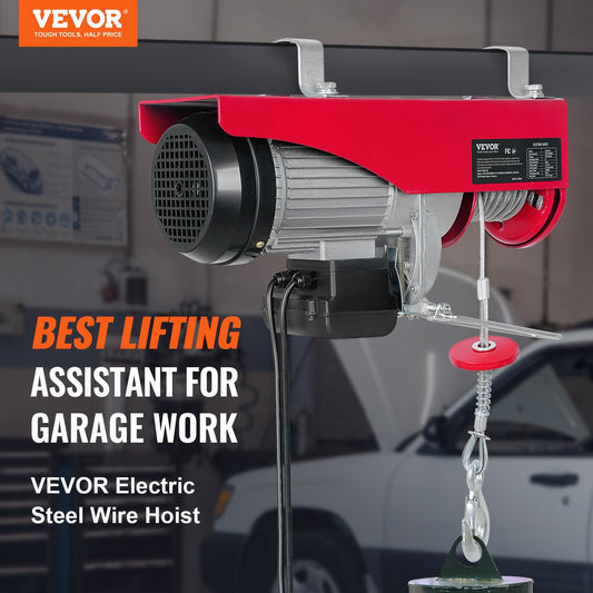VEVOR 2200 Lbs Attic Lift, 1600W 110V Electric Hoist With 14ft Wired Remote Control, 40ft Single Cable Lifting Height & Pure Copper Motor, For Garage Warehouse Factory