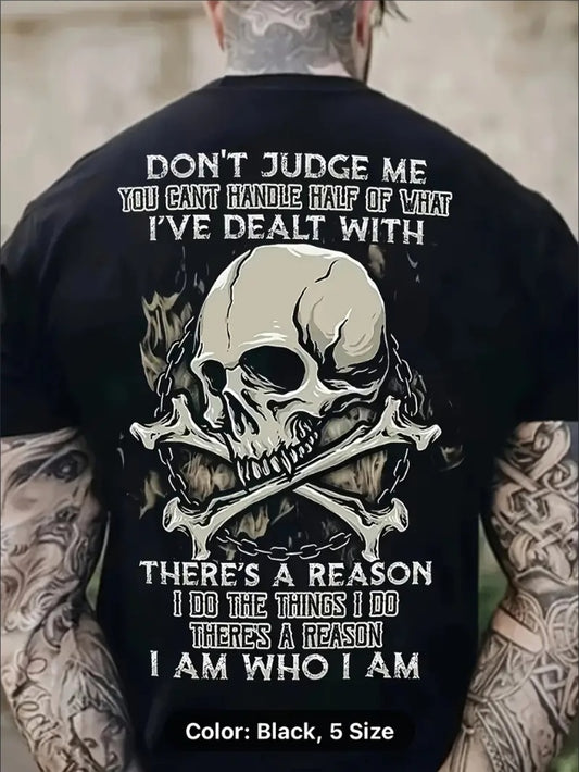 Stylish Skull Graphic Tee - Soft, Breathable, Short Sleeve Crew Neck T-Shirt