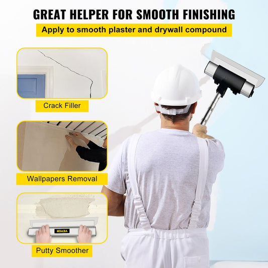 VEVOR Skimming Blade Set,Extension Handle,European Stainless Steel Construction Knife, Aluminum Blade Profile Smoothing Knockdown Spatula For Gyprock Drywall Wall Board