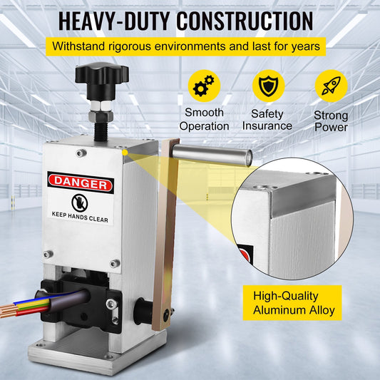 VEVOR Manual Wire Stripping Machine 0.06-0.98 Inches, Wire Stripper Machine With Hand Crank Portable, Wire Stripping Tool Aluminum Construction,for Scrap Copper Recycling