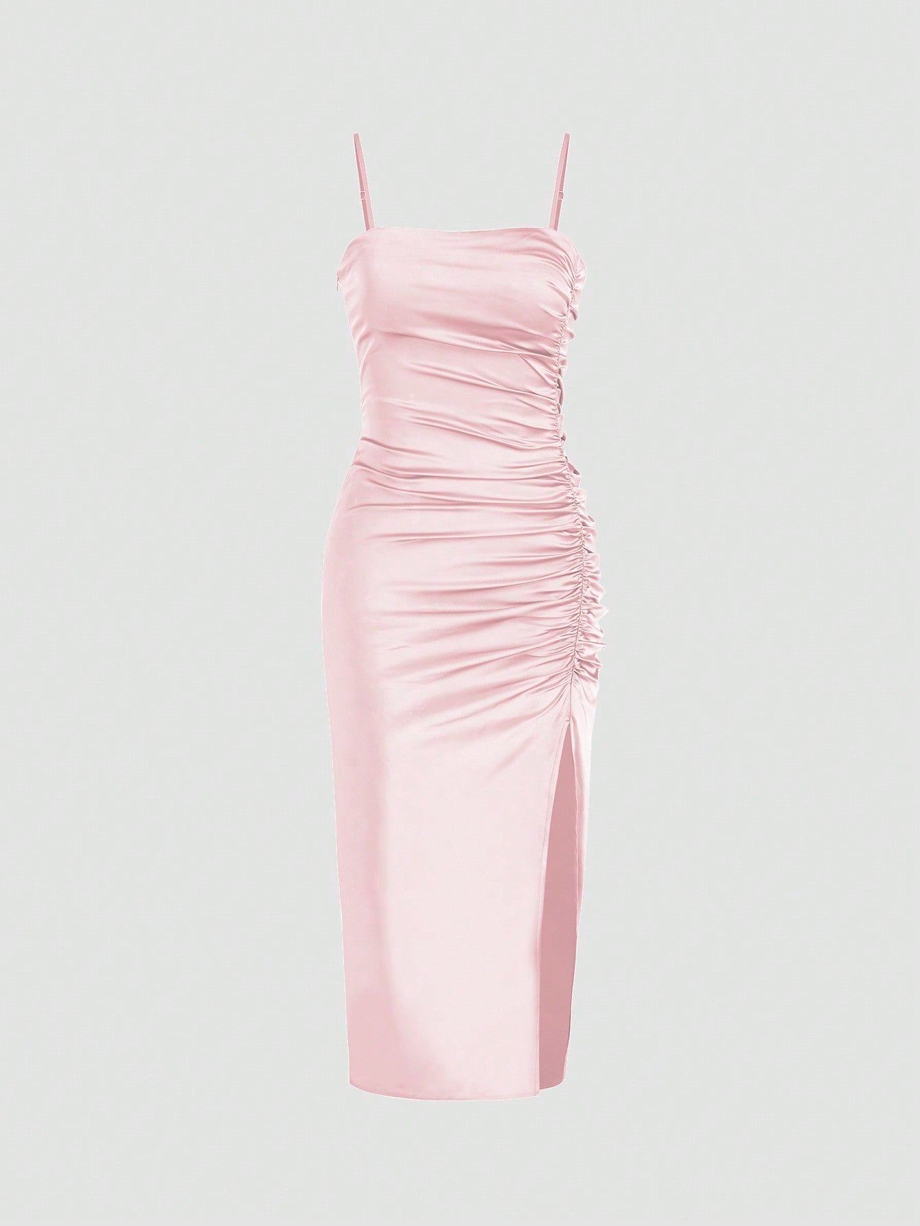 Solid Color Bodycon Slit Cami Dress