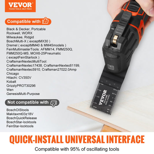 VEVOR 50PCS Oscillating Saw Blades, Universal Quick Release Oscillating Saw Blades, Multitool Tool Blades For Wood Plastic Aluminum,