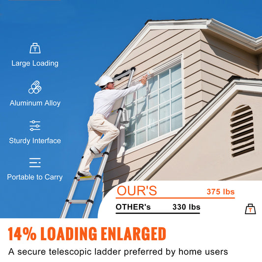 VEVOR Telescoping Ladder Aluminum Extension Step 12.5 Ft Multi Purpose Portable