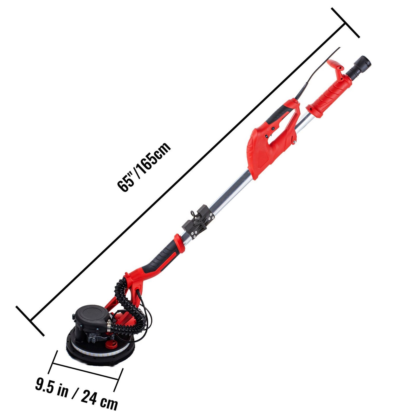 VEVOR Drywall Sander 850W, Electric Drywall Sander, Variable Speed 800-1750 RPM, Foldable Sheetrock Sander, With Telescope Handle, Electric Sander, With LED Strip Light And Vacuum Bag, Wall Sander