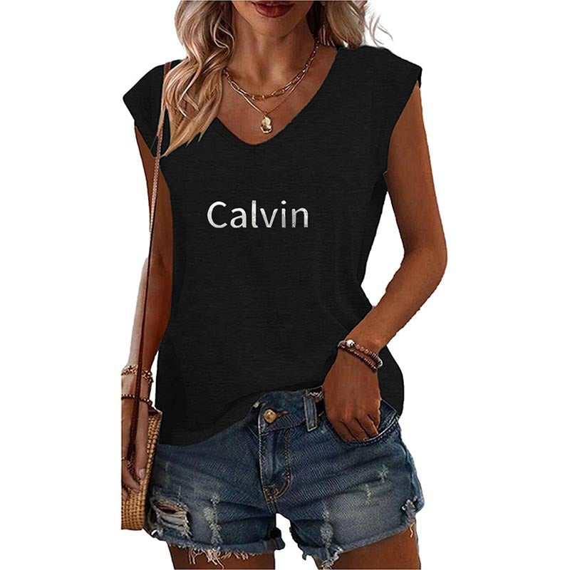 3 Pack Womens Tank Tops Loose Fit Summer Letter Print V Neck Tops Sleeveless Shirts